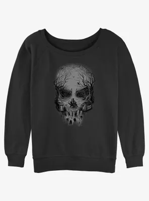 Disney Haunted Mansion Skull Graveyard Ghosts Womens Slouchy Sweatshirt
