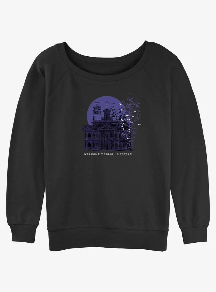 Disney Haunted Mansion Welcome Foolish Mortals Womens Slouchy Sweatshirt