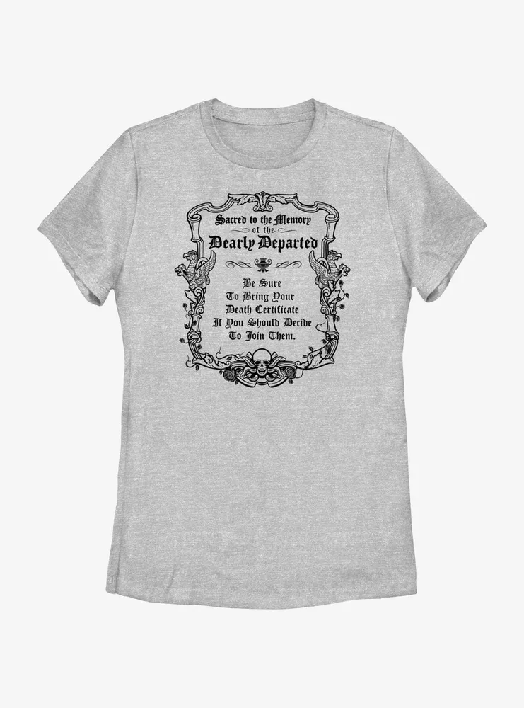 Disney Haunted Mansion Message To The Dearly Departed Womens T-Shirt