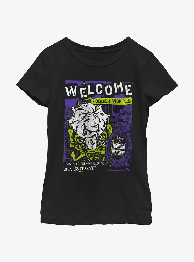 Disney Haunted Mansion Leota Toombs Welcome Poster Youth Girls T-Shirt