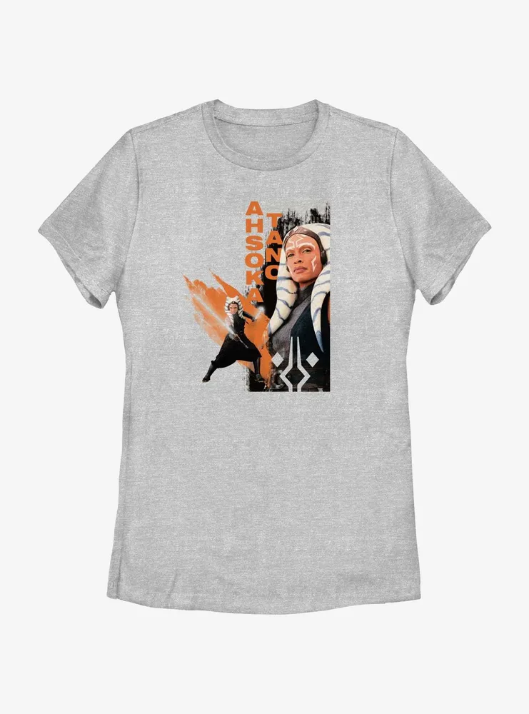 Star Wars Ahsoka Portrait Swoosh Womens T-Shirt