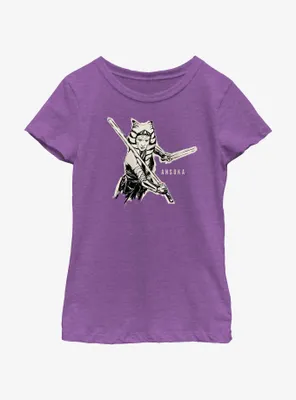 Star Wars Ahsoka Jedi Sketch Youth Girls T-Shirt