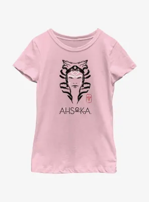 Star Wars Ahsoka Face Portrait Youth Girls T-Shirt