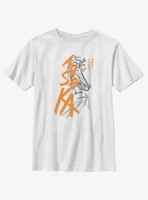 Star Wars Ahsoka Brush Strokes Portrait Youth T-Shirt