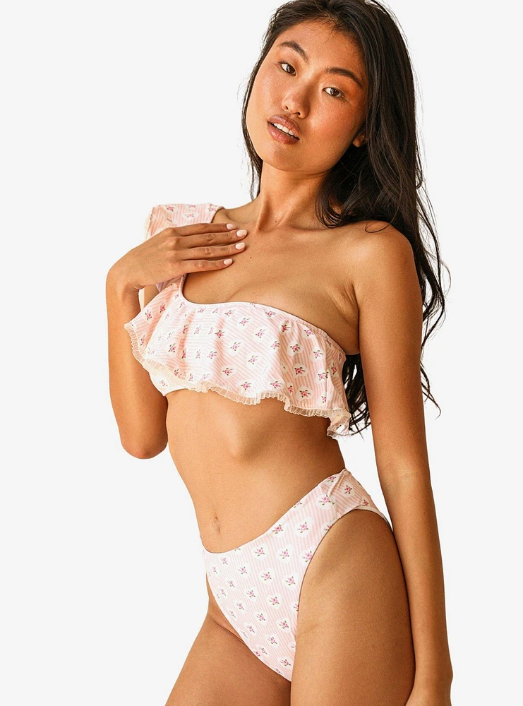 Dippin' Daisy's Penelope Swim Top Pink Floral Stripe