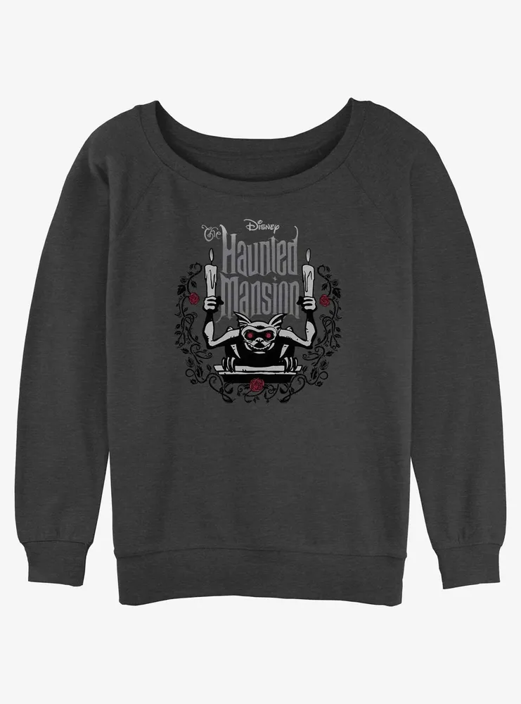 Disney Haunted Mansion Gargoyle With Candles Womens Slouchy Sweatshirt