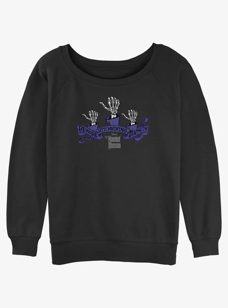 Disney Haunted Mansion Beware Hitchhiking Ghosts Womens Slouchy Sweatshirt