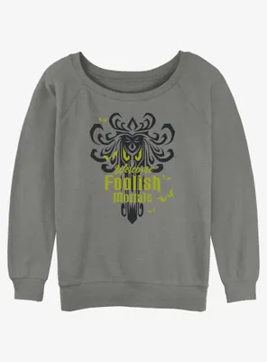 Disney Haunted Mansion Spooky Eyes Welcome Foolish Mortals Womens Slouchy Sweatshirt