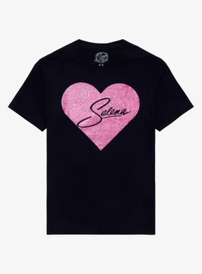 Selena Glitter Heart Boyfriend Fit Girls T-Shirt