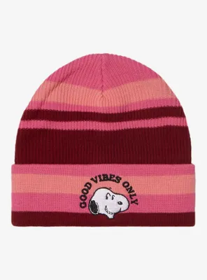 Peanuts Snoopy Good Vibes Only Stripe Beanie