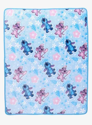 Disney Lilo & Stitch Angel & Stitch Floral Throw Blanket