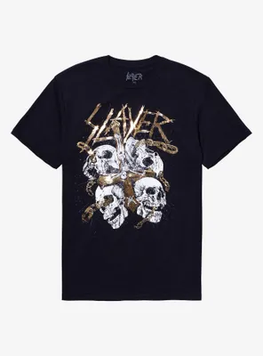 Slayer Gold Cross & Skulls Boyfriend Fit Girls T-Shirt