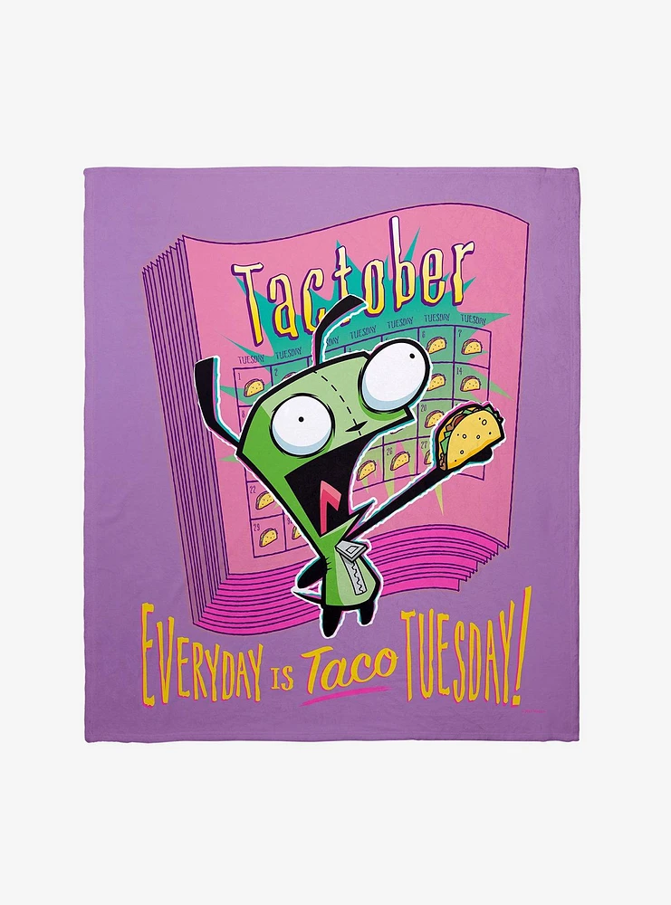 Invader Zim Gir Everyday Is Taco Tuesday Throw Blanket