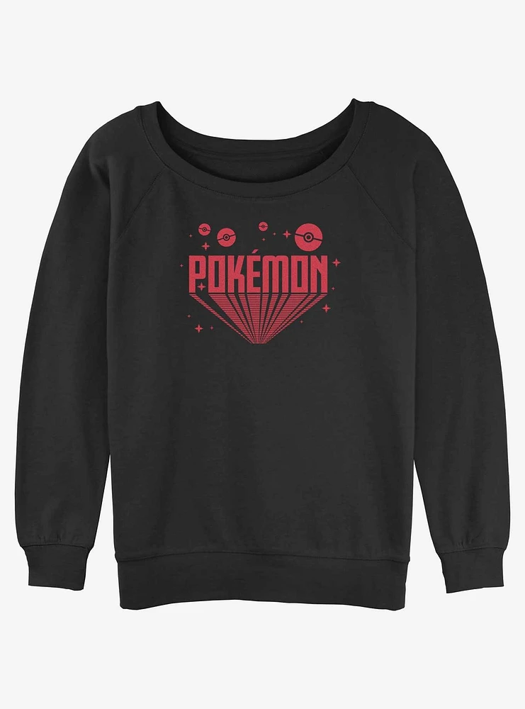 Pokemon Retro Logo Girls Slouchy Sweatshirt