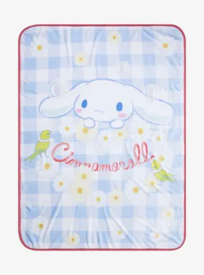 Cinnamoroll Blue Gingham Throw Blanket