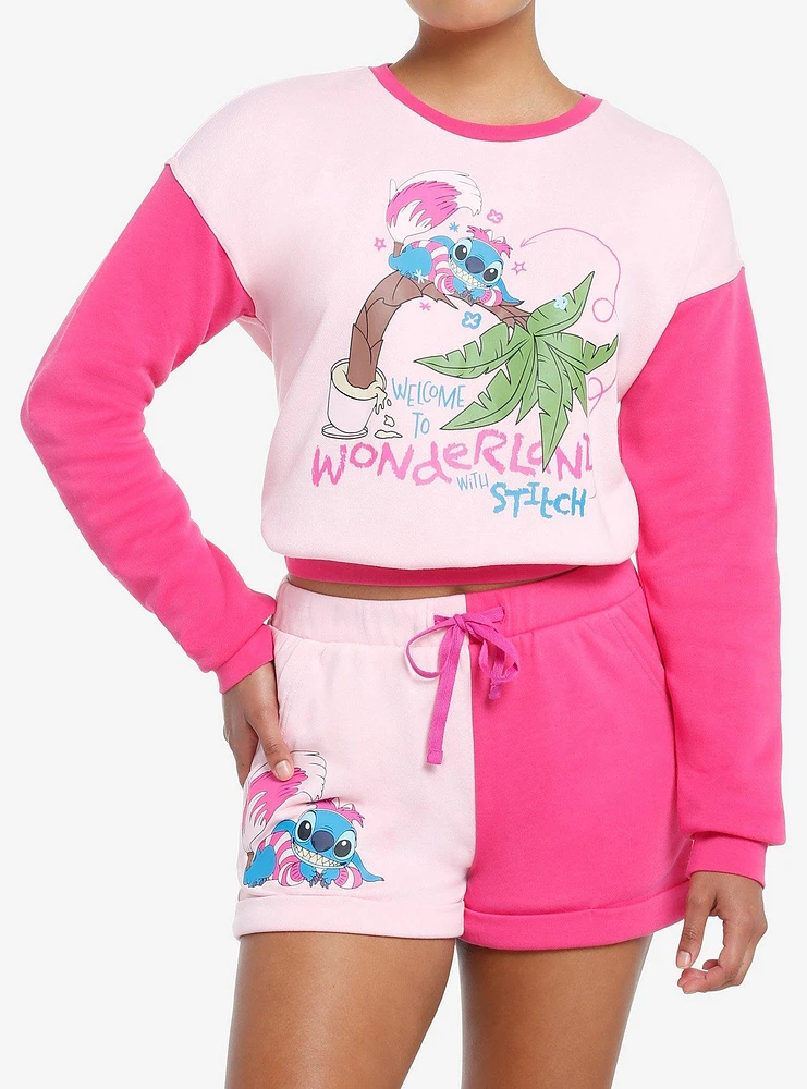 Her Universe Disney Stitch Cheshire Cat Color-Block Girls Sweatshirt