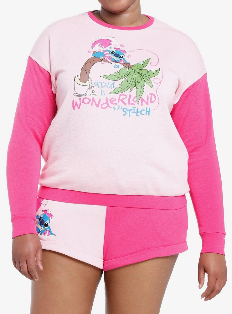 Her Universe Disney Stitch Cheshire Cat Color-Block Girls Sweatshirt Plus