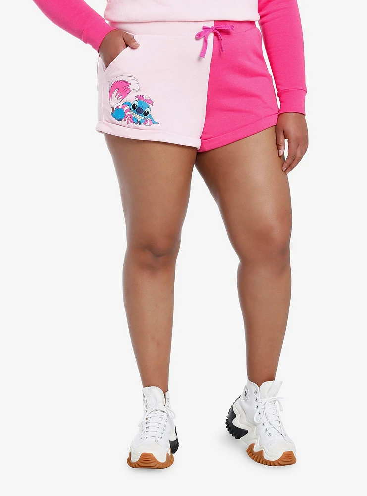 Her Universe Disney Stitch Cheshire Cat Color-Block Girls Lounge Shorts Plus