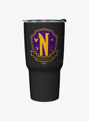Wednesday Nevermore Academy Crest Travel Mug