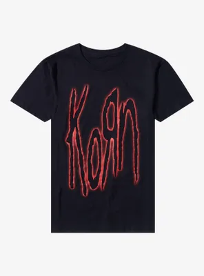 Korn Red Outlined Logo Boyfriend Fit Girls T-Shirt