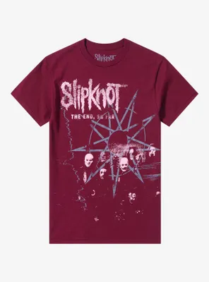 Slipknot The End, So Far Burgundy Boyfriend Fit Girls T-Shirt