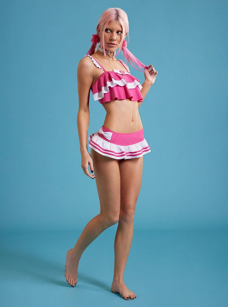 Barbie Pink & White Ruffle Skirted Swim Bottoms