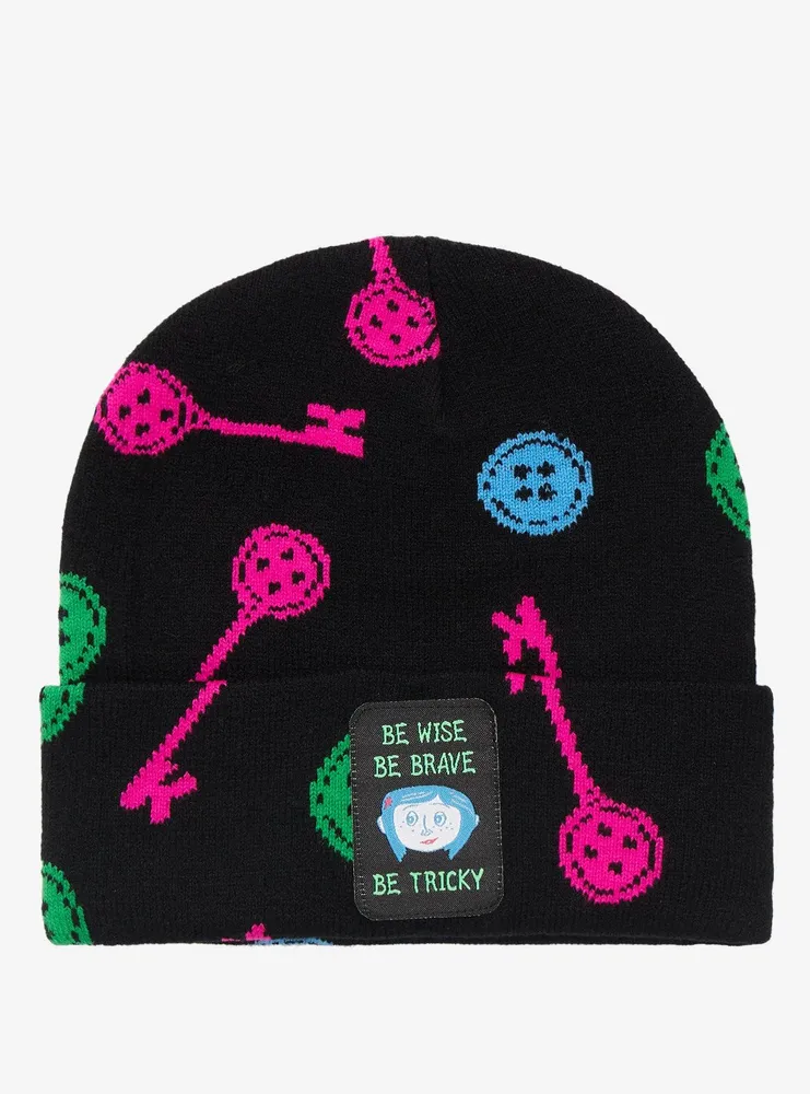 Coraline Button & Key Beanie