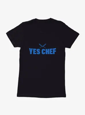 Yes Chef! Blue Text Womens T-Shirt