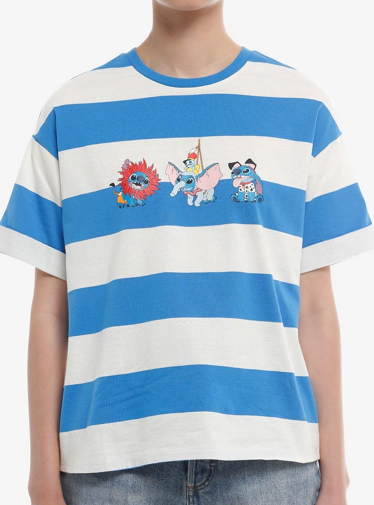 Her Universe Disney Stitch Character Mashup Stripe Girls Oversized T-Shirt