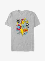 Pokemon Pikachu Squirtle Bulbasaur Charmander Doodle Big & Tall T-Shirt