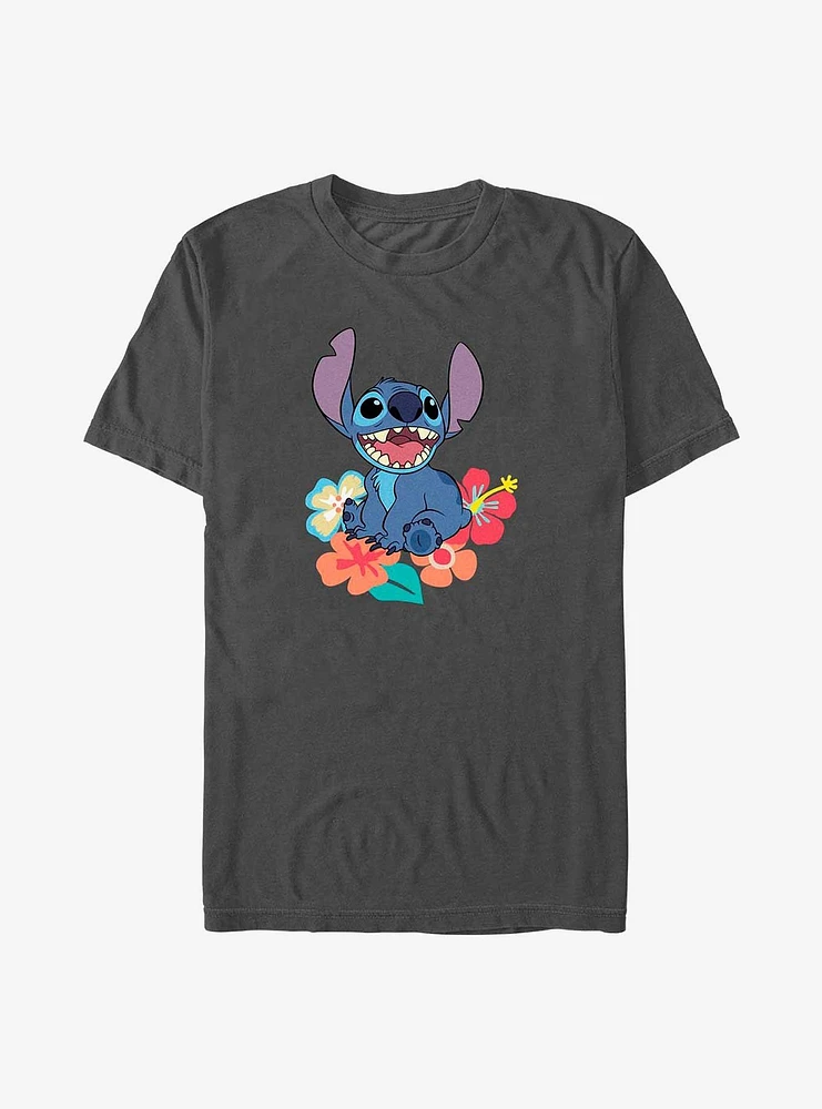 Disney Lilo & Stitch Happy Floral Sit T-Shirt
