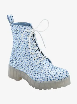 Dirty Laundry Baby Blue Floral Combat Boots