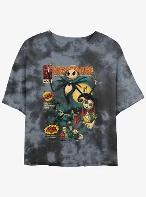 Disney Nightmare Before Christmas Comic Cover Womens Tie-Dye Crop T-Shirt