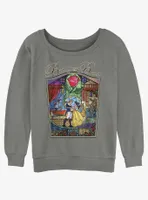 Disney Beauty And The Beast Story Stained Glass Womens Slouchy Sweatshirt