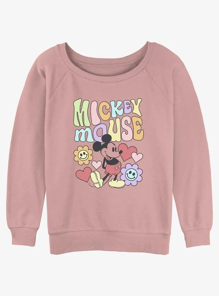 Disney Mickey Mouse Groovy Womens Slouchy Sweatshirt