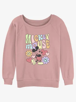 Disney Mickey Mouse Groovy Womens Slouchy Sweatshirt