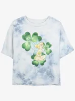 Disney Tinker Bell Clover Womens Tie-Dye Crop T-Shirt