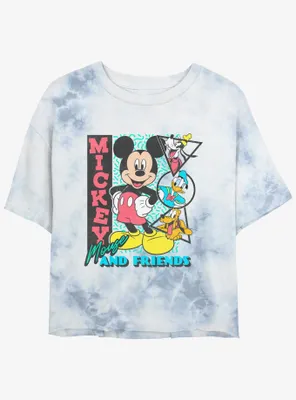 Disney Mickey Mouse & Friends Vintage Shapes Womens Tie-Dye Crop T-Shirt
