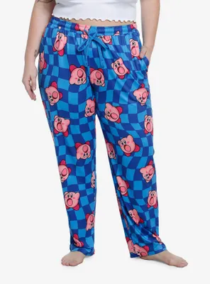 Kirby Blue Checkered Girls Pajama Pants Plus