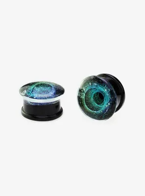 Glass Black & Blue Glitter Swirl Plug 2 Pack