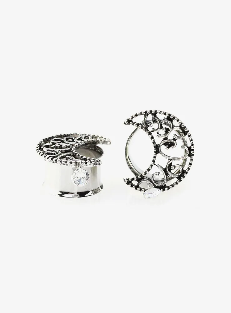 Steel Celestial Moon Tunnel Plug 2 Pack