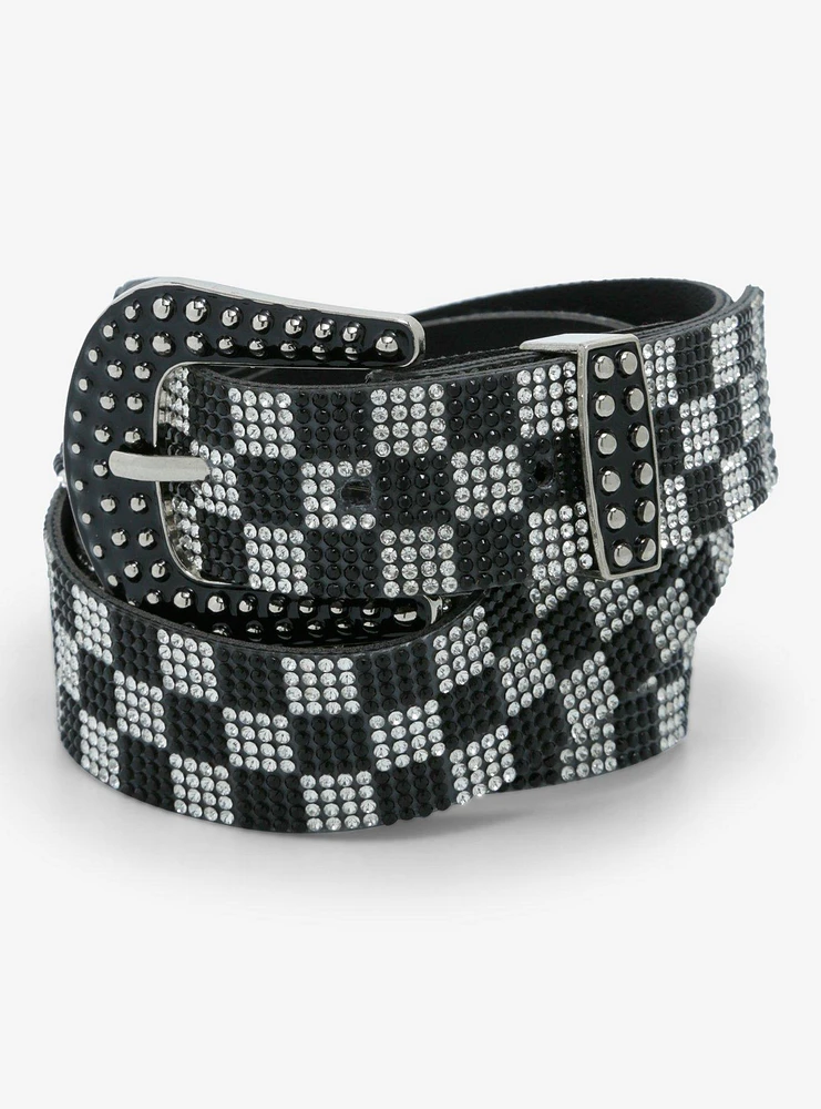 Checkered Western Bling Belt