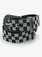 Checkered Western Bling Belt