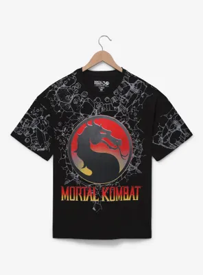 Mortal Kombat Black Allover Print T-Shirt - BoxLunch Exclusive