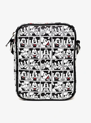 Disney Mickey Mouse Expression Blocks White Black Crossbody Bag