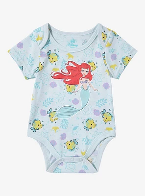 Disney The Little Mermaid Ariel & Flounder Allover Print Infant One-Piece — BoxLunch Exclusive