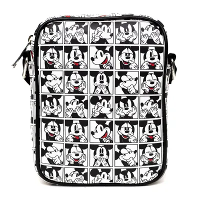 Disney Mickey Mouse Expression Blocks White Black Crossbody Bag