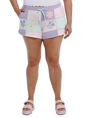 Her Universe Disney Pastel Spring Patchwork Girls Lounge Shorts Plus