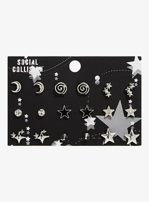 Social Collision® Star Moon Spike Earring Set