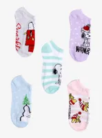 Peanuts Winter Holiday Pastel No-Show Socks 5 Pair